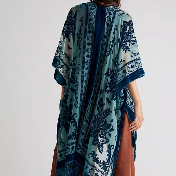 Free People Nightbird Velvet Burnout Kimono Duster - Picture 3 of 4
